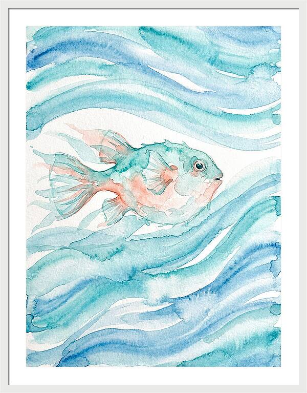 Pufferfish Swimming In Waves