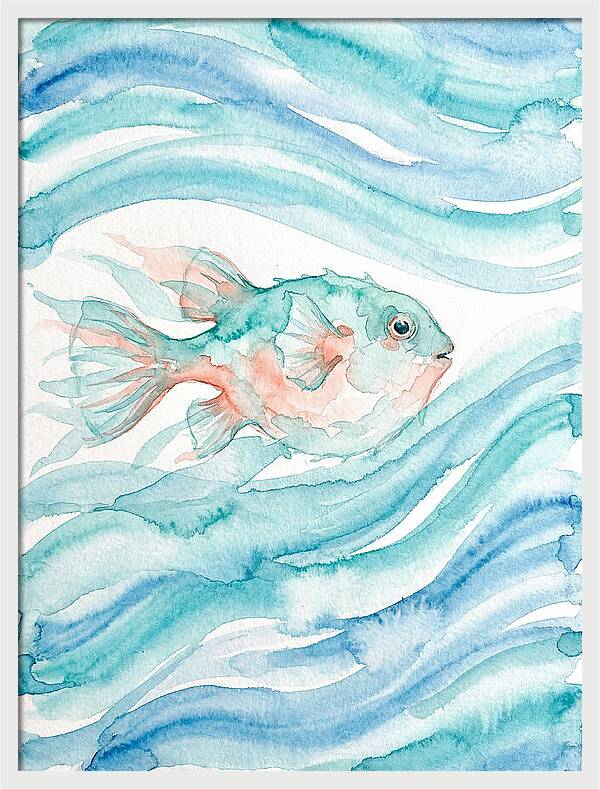 Pufferfish Swimming In Waves