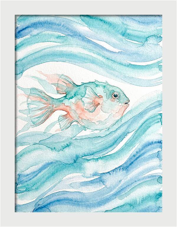 Pufferfish Swimming In Waves