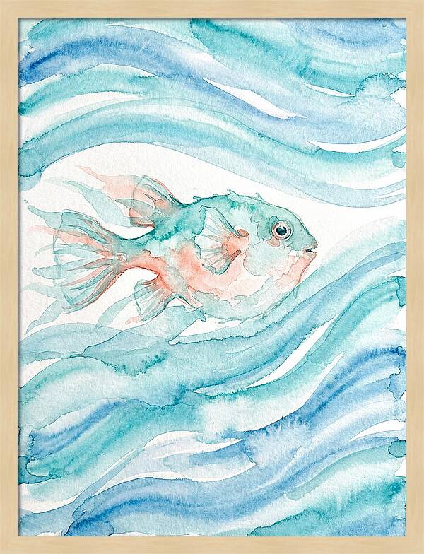 Pufferfish Swimming In Waves