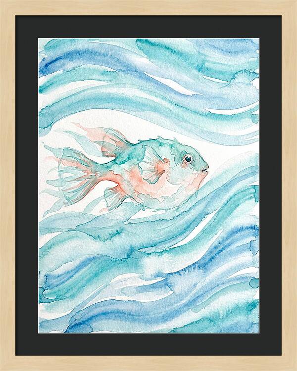 Pufferfish Swimming In Waves