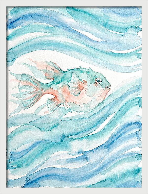 Pufferfish Swimming In Waves