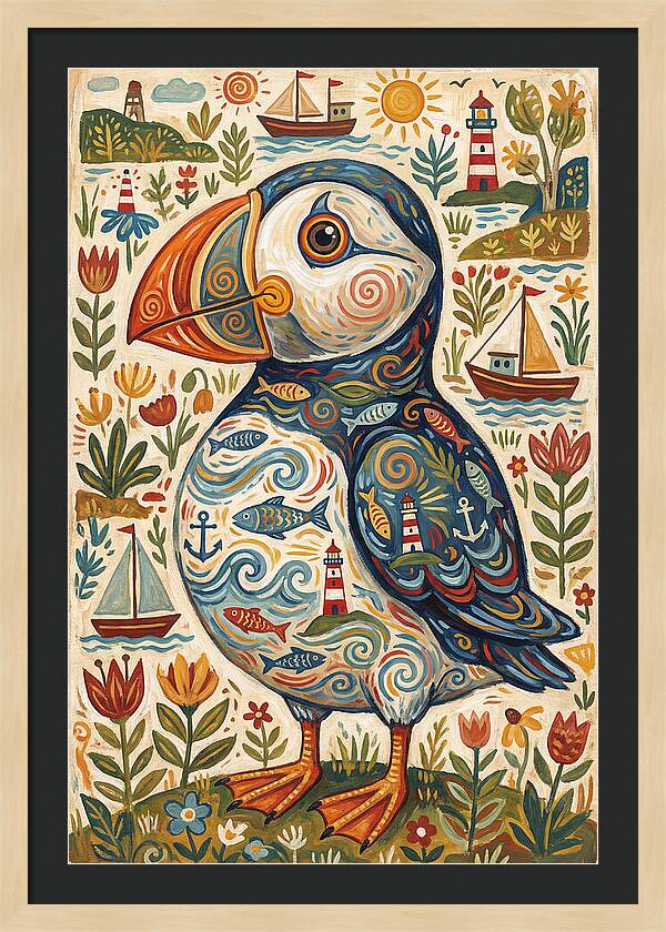 Puffin In A Whimsical Landscape