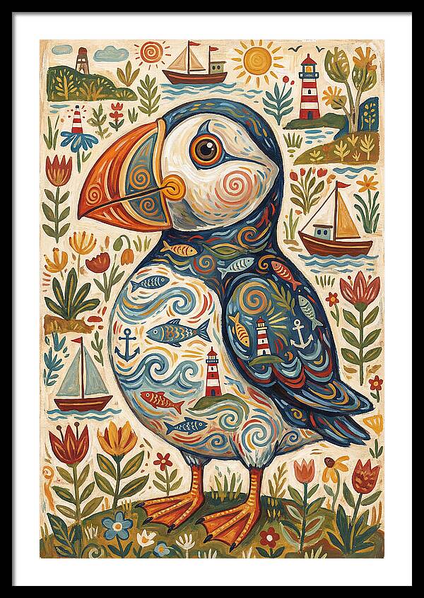 Puffin In A Whimsical Landscape