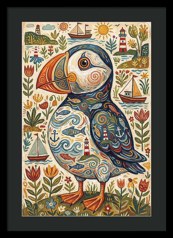 Puffin In A Whimsical Landscape