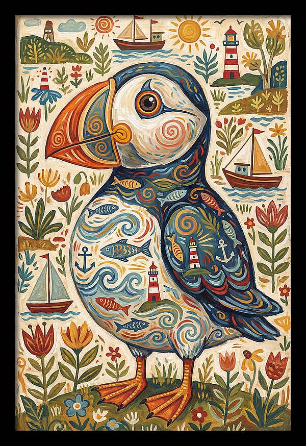 Puffin In A Whimsical Landscape