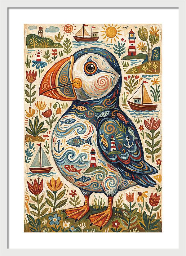 Puffin In A Whimsical Landscape
