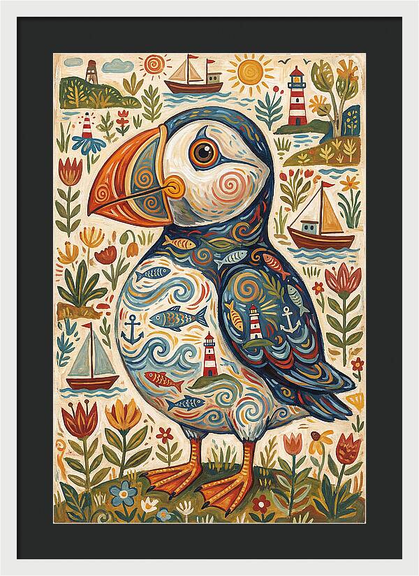 Puffin In A Whimsical Landscape