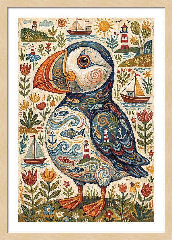 Puffin In A Whimsical Landscape