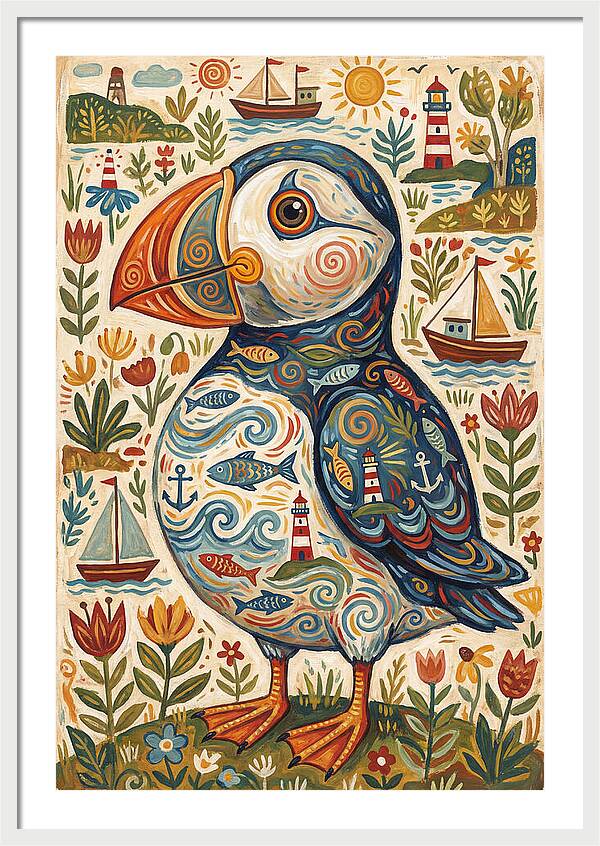 Puffin In A Whimsical Landscape