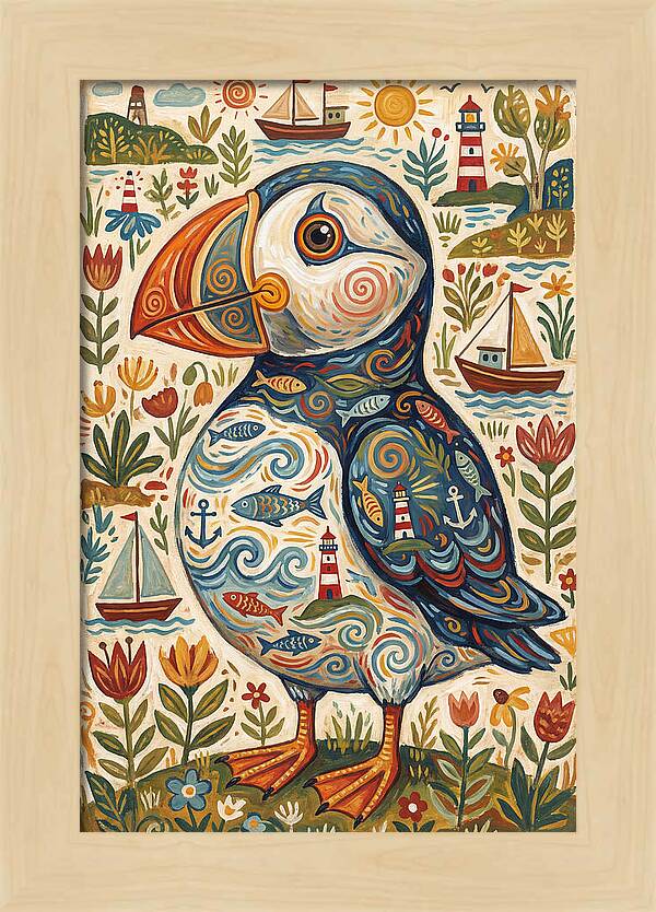 Puffin In A Whimsical Landscape