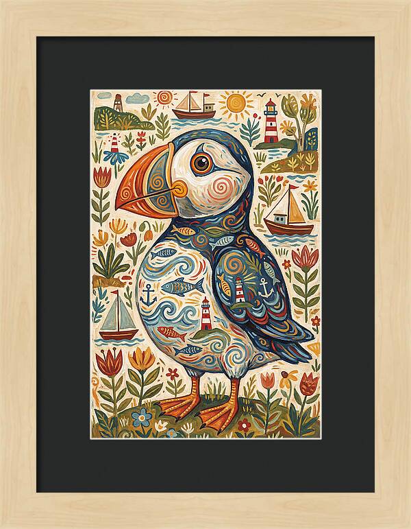 Puffin In A Whimsical Landscape