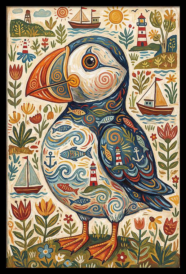 Puffin In A Whimsical Landscape