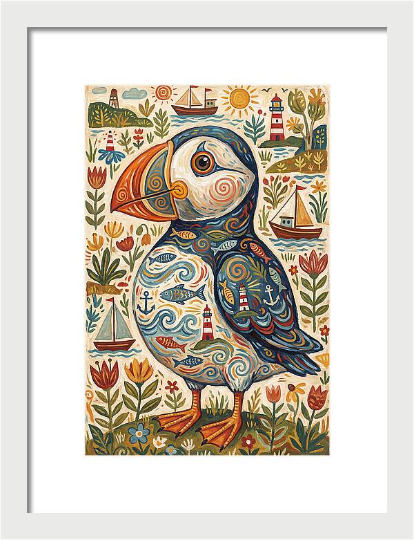 Puffin In A Whimsical Landscape