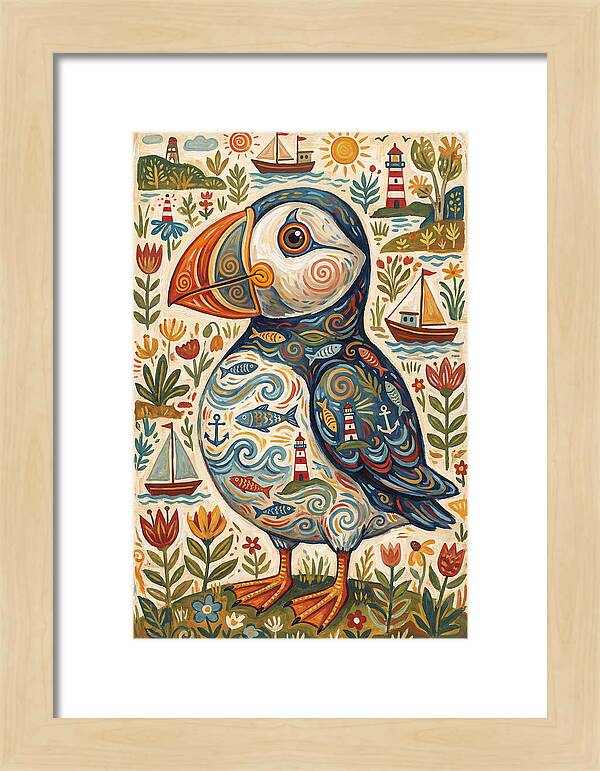Puffin In A Whimsical Landscape