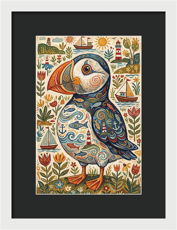 Puffin In A Whimsical Landscape