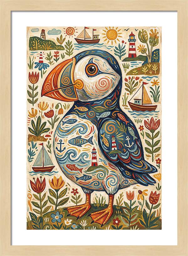 Puffin In A Whimsical Landscape