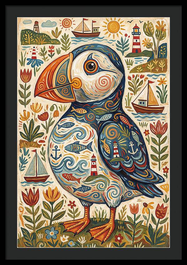 Puffin In A Whimsical Landscape