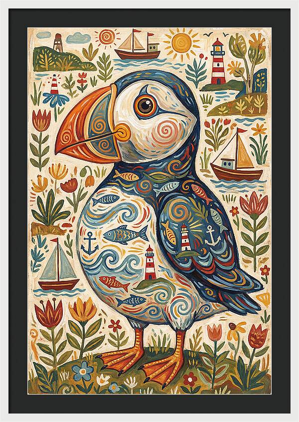 Puffin In A Whimsical Landscape