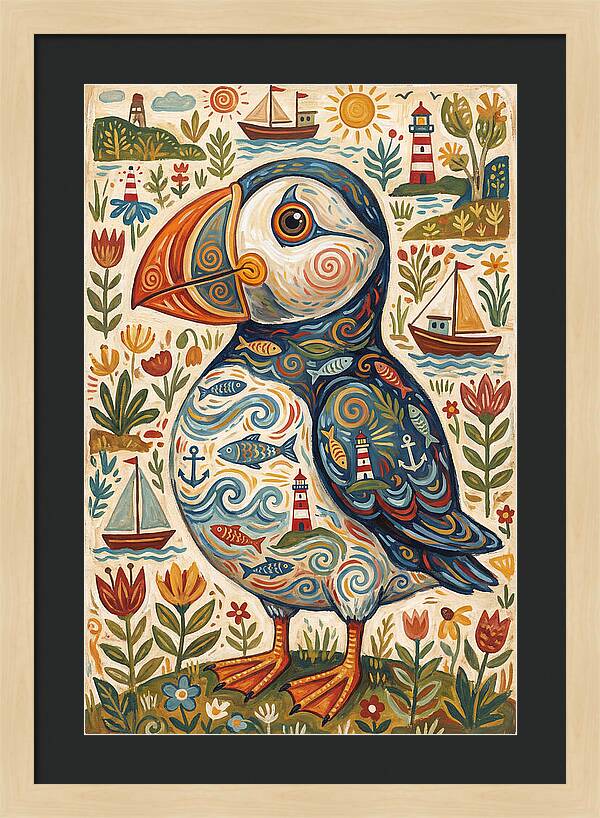 Puffin In A Whimsical Landscape