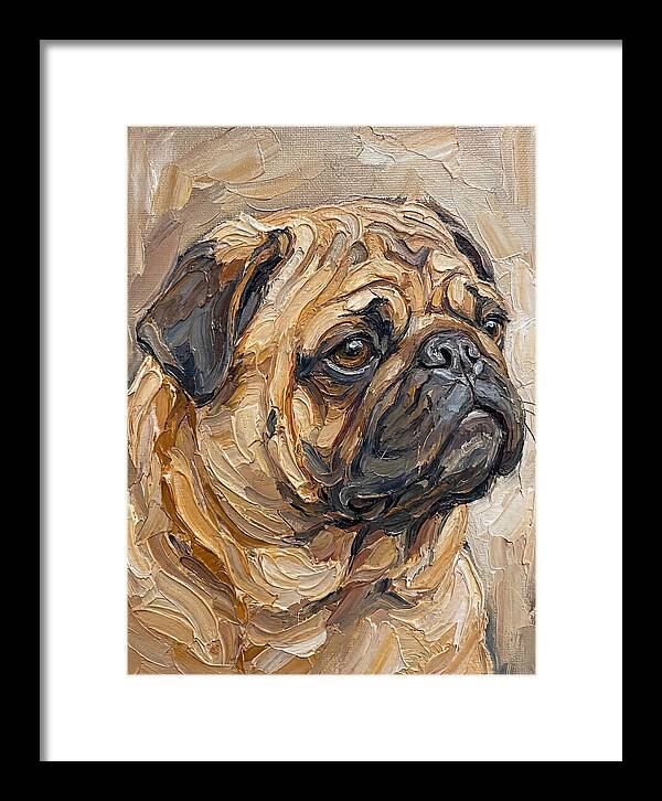 Pug Portrait In Palette Knife Style