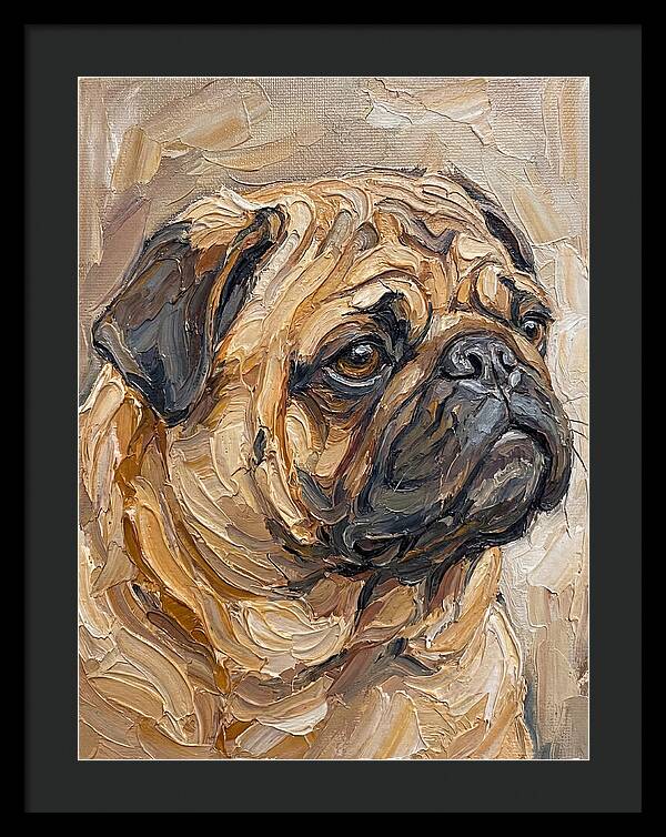 Pug Portrait In Palette Knife Style
