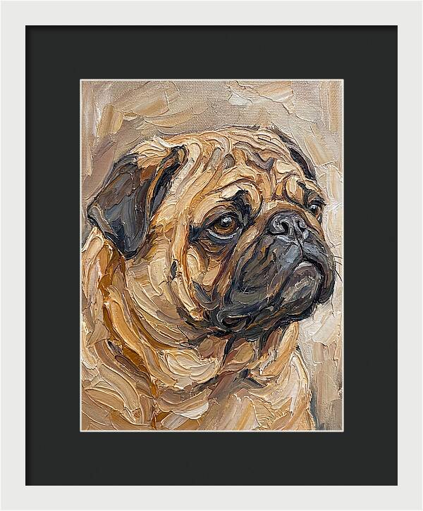 Pug Portrait In Palette Knife Style