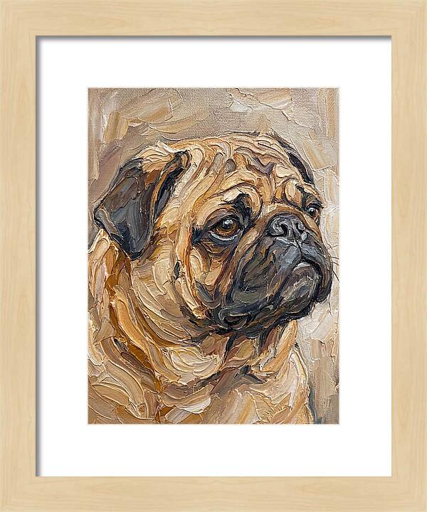 Pug Portrait In Palette Knife Style