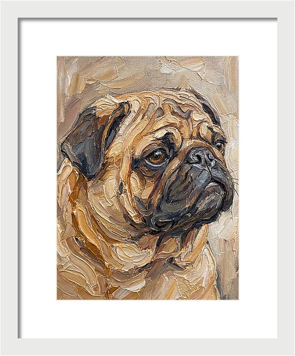 Pug Portrait In Palette Knife Style
