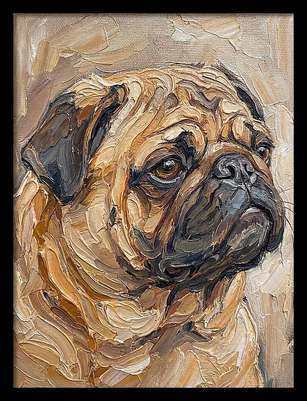Pug Portrait In Palette Knife Style