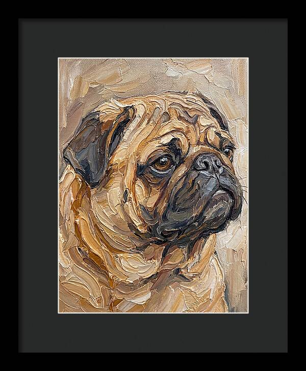 Pug Portrait In Palette Knife Style