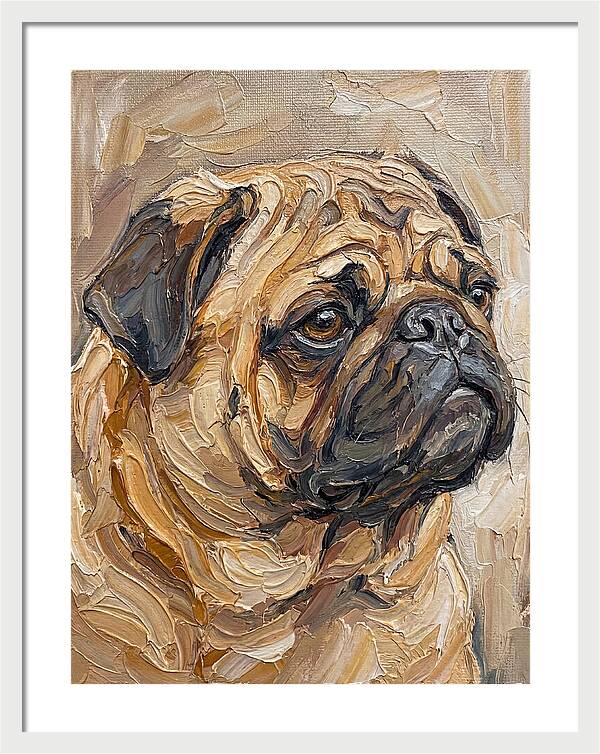 Pug Portrait In Palette Knife Style