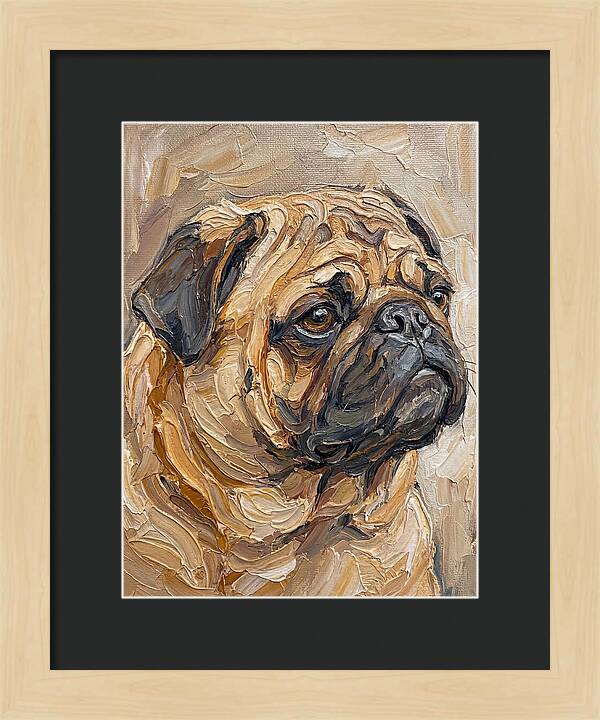 Pug Portrait In Palette Knife Style