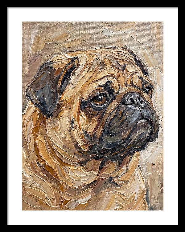 Pug Portrait In Palette Knife Style