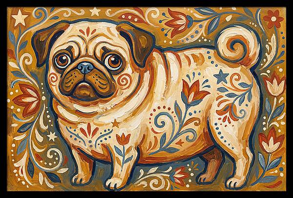 Pug With Folk Patterns