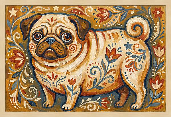 Pug With Folk Patterns