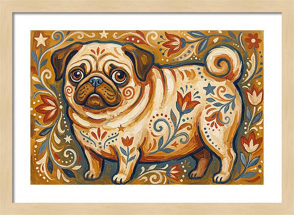 Pug With Folk Patterns