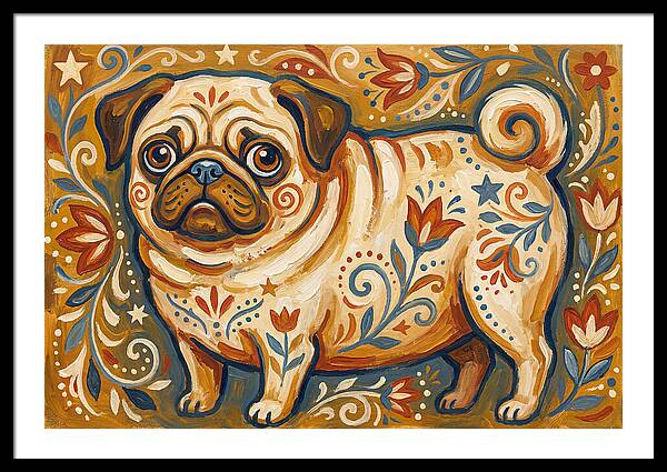 Pug With Folk Patterns