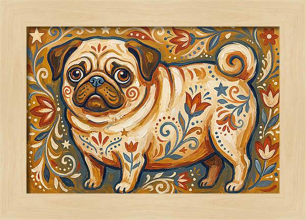 Pug With Folk Patterns