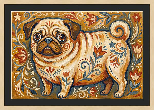 Pug With Folk Patterns