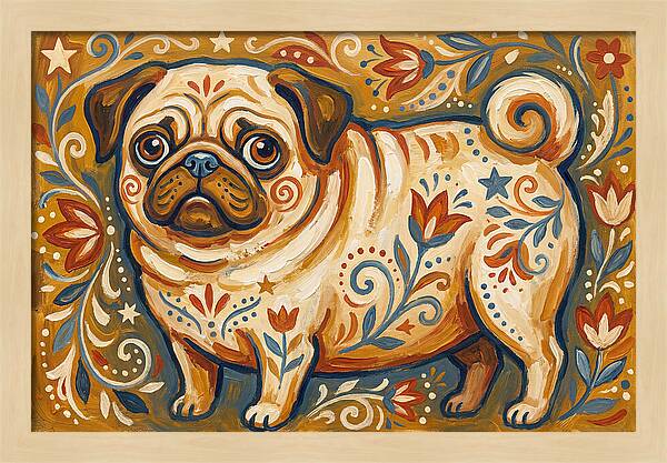 Pug With Folk Patterns