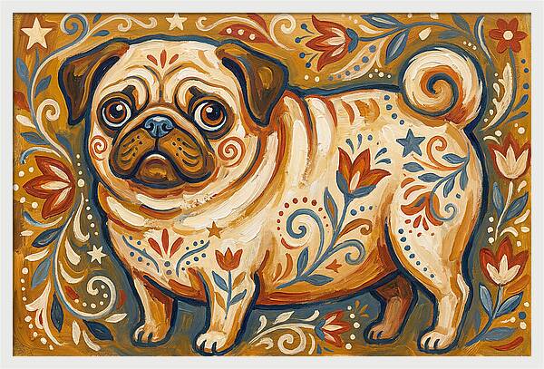 Pug With Folk Patterns