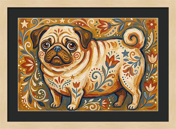 Pug With Folk Patterns