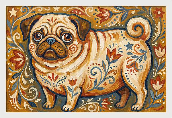 Pug With Folk Patterns