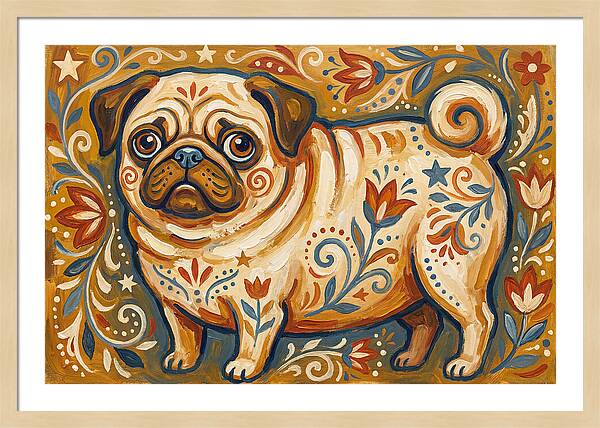Pug With Folk Patterns