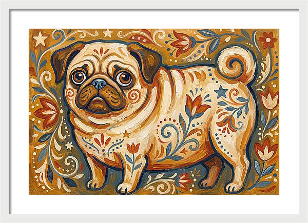 Pug With Folk Patterns