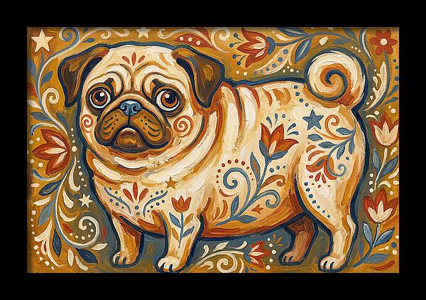 Pug With Folk Patterns