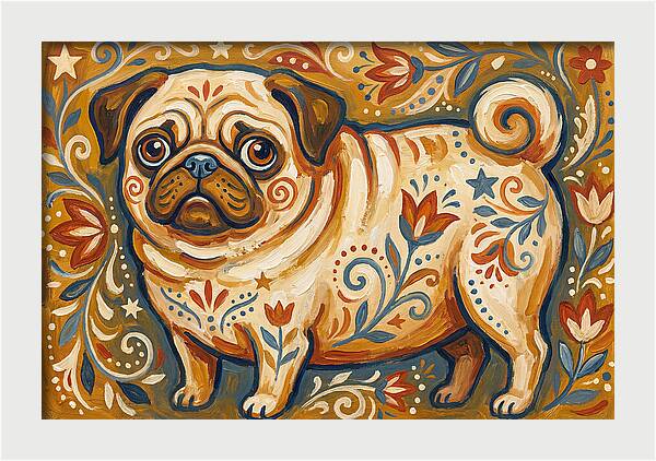 Pug With Folk Patterns