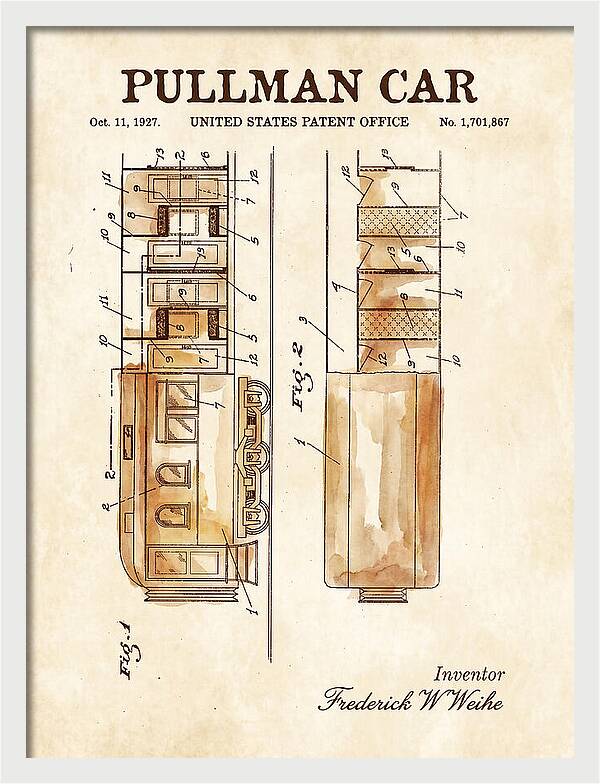 Pullman Car Watercolor Patent Us1701867