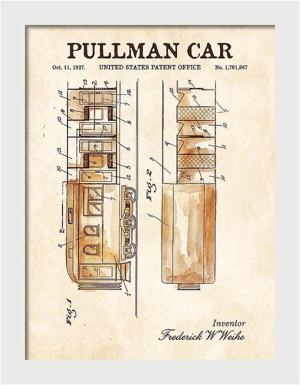 Pullman Car Watercolor Patent Us1701867